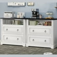 thumbnail image 3 of 2 Drawer File Cabinet, Farmhouse Filing Cabinet for Home Office Fits Letter, Legal, A4 Size, Wood Lateral File Cabinet with Printer Stand, Storage Shelf, White, 3 of 7
