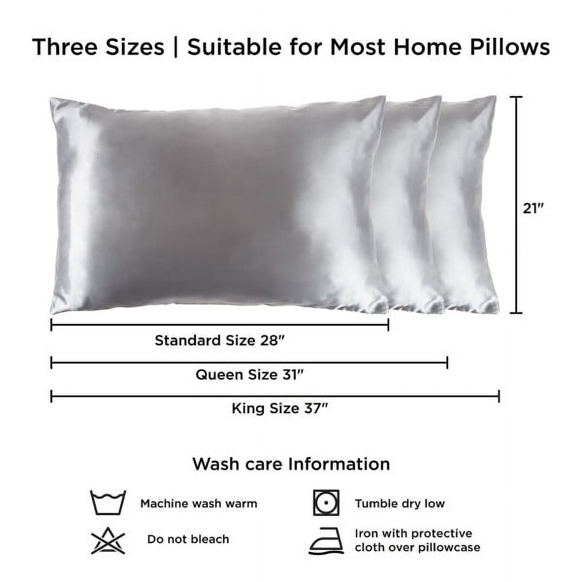 Satin Microfiber Pillowcases for Hair & Skin- Set of 2 King Size Pillow Covers, Hidden Zipper- Helps Prevent Frizz & Wrinkles by LHC (Silver Gray)