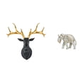 thumbnail image 1 of Estatua de cabeza de ciervo, decoración de pared con animales, escultura de alce de resina, figura de de madera tallada a mano, adorno para e, 1 of 8