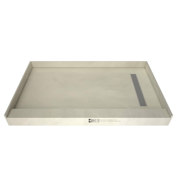 Tile Redi RT3672R-PVC-SQPC Shower Pan with Right Drain- Single Curb Shower Base, 2" PVC Drain, and Grate Included, 72" Width x 36" Depth