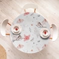 thumbnail image 4 of Ambesonne Space Fitted Round Tablecloth, Butterfly Flower Triangle Art, 36"- 40" Diameter, Dark Salmon and White, 4 of 5
