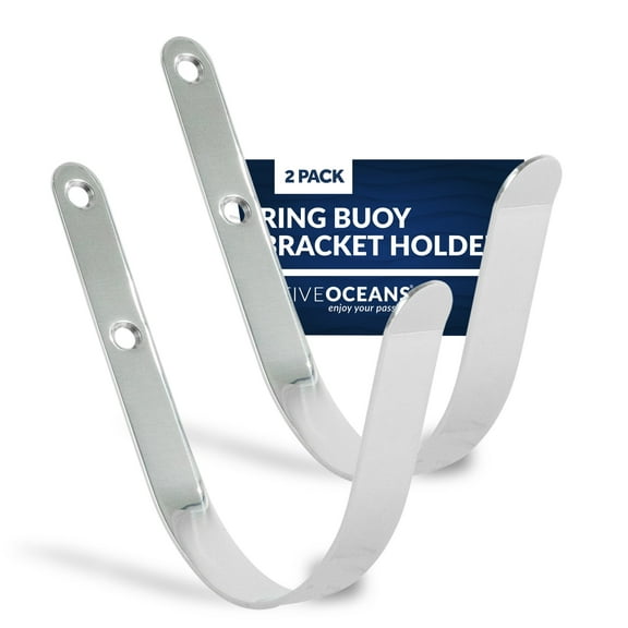 Five Oceans Stainless Steel Ring Buoy Bracket Holder, Flat Mount - 2-Pack - FO626-M2