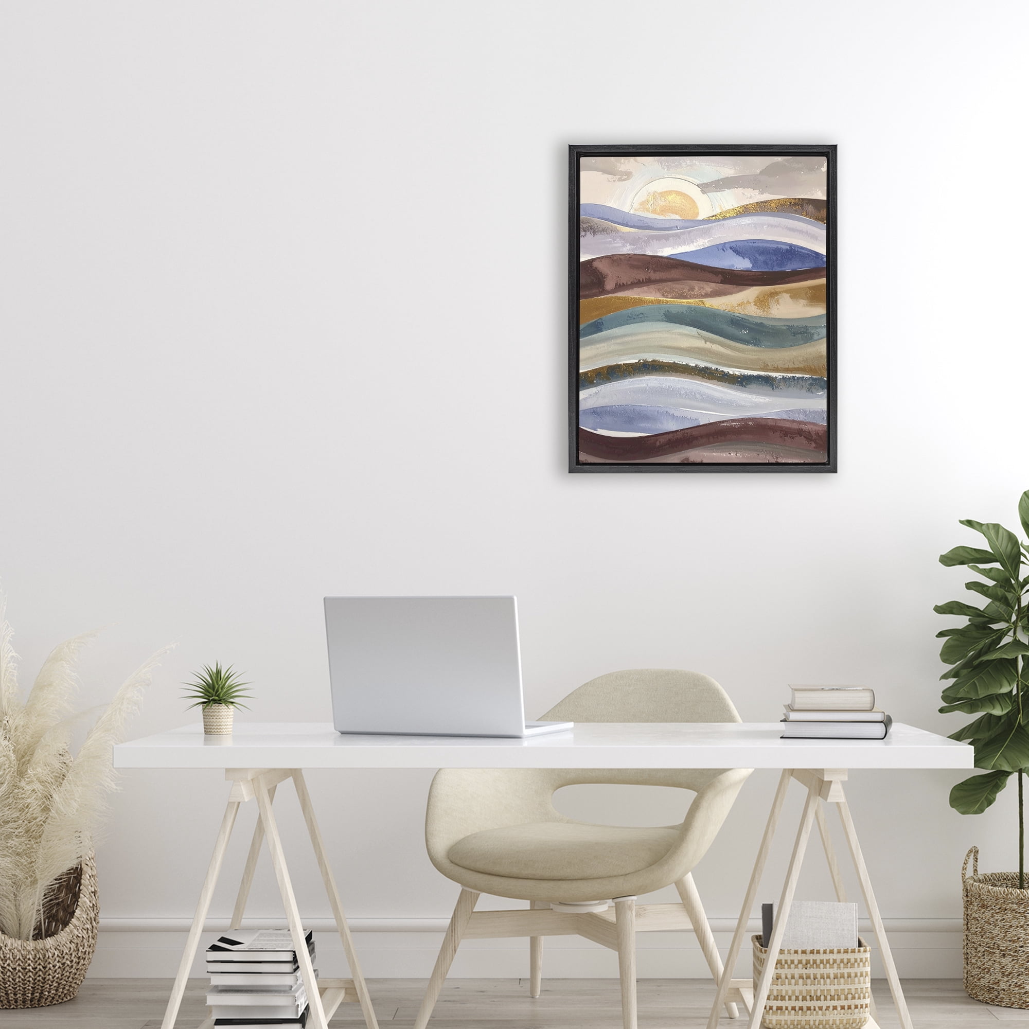 Stupell Industries Layered Ocean Flow Black Framed Floater Canvas Wall Art, design by Alonza Saunders
