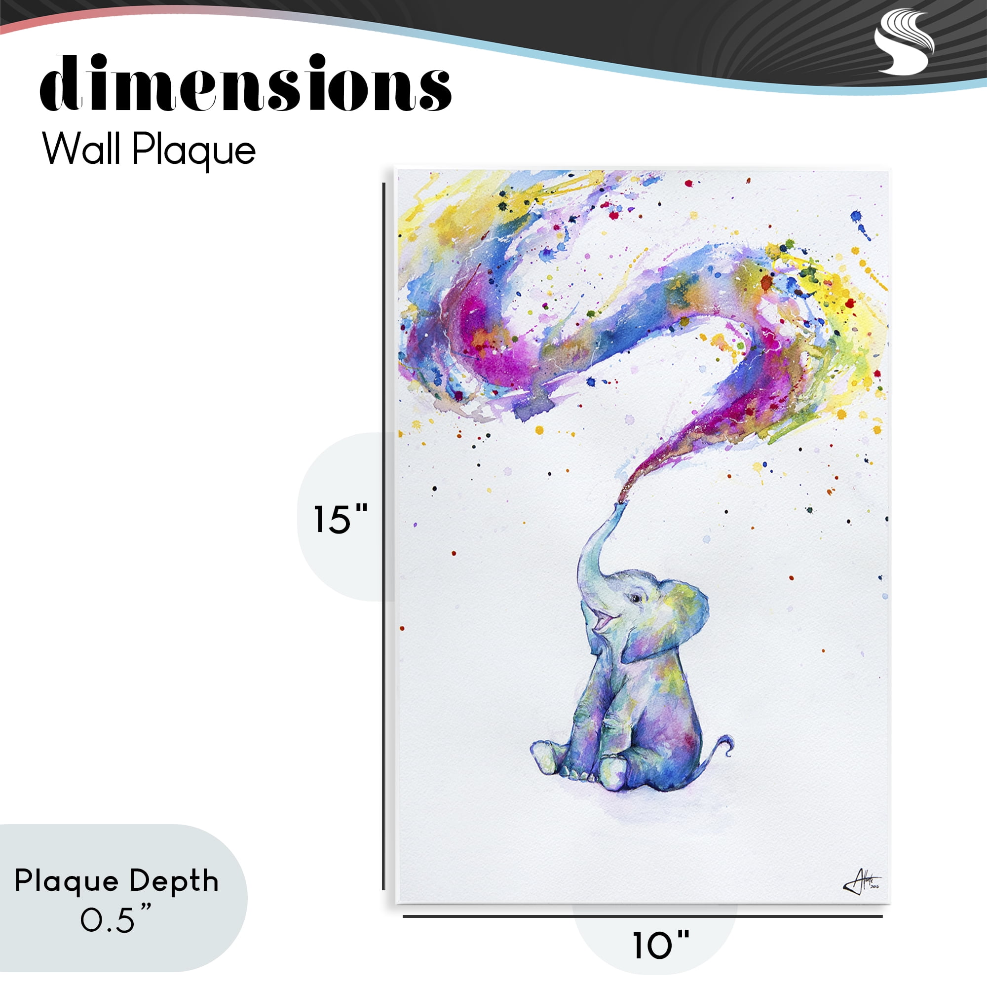 Stupell Industries Spring Elephant & Paint Splatter Wall Plaque Art, design by Marc Allante