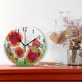 thumbnail image 2 of Dreamtimes Home Decor Red Poppy Flower Butterfly Round Acrylic 10 Inch Wall Clock Non Ticking Silent Clock Art for Living Room Kitchen Bedroom, 2 of 7