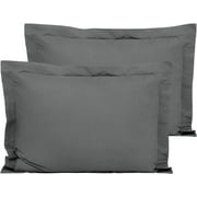 100% Egyptian Cotton Sateen Weave-Luxurious 600 Thread Count Pillow Shams | Set of 2 | Euro Size 26" x 26"(Inches) Elephant Grey Solid.
