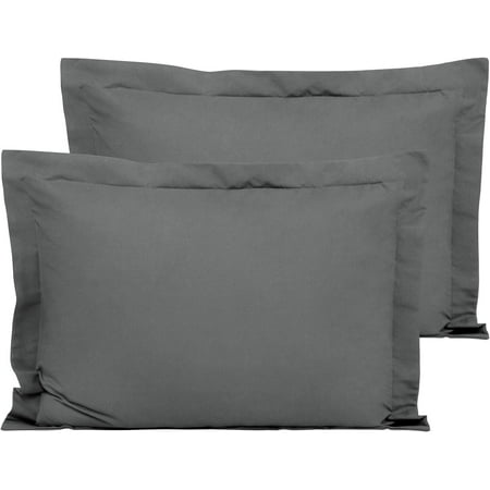 100% Egyptian Cotton Sateen Weave-Luxurious 600 Thread Count Pillow Shams | Set of 2 | Euro Size 26" x 26"(Inches) Elephant Grey Solid.
