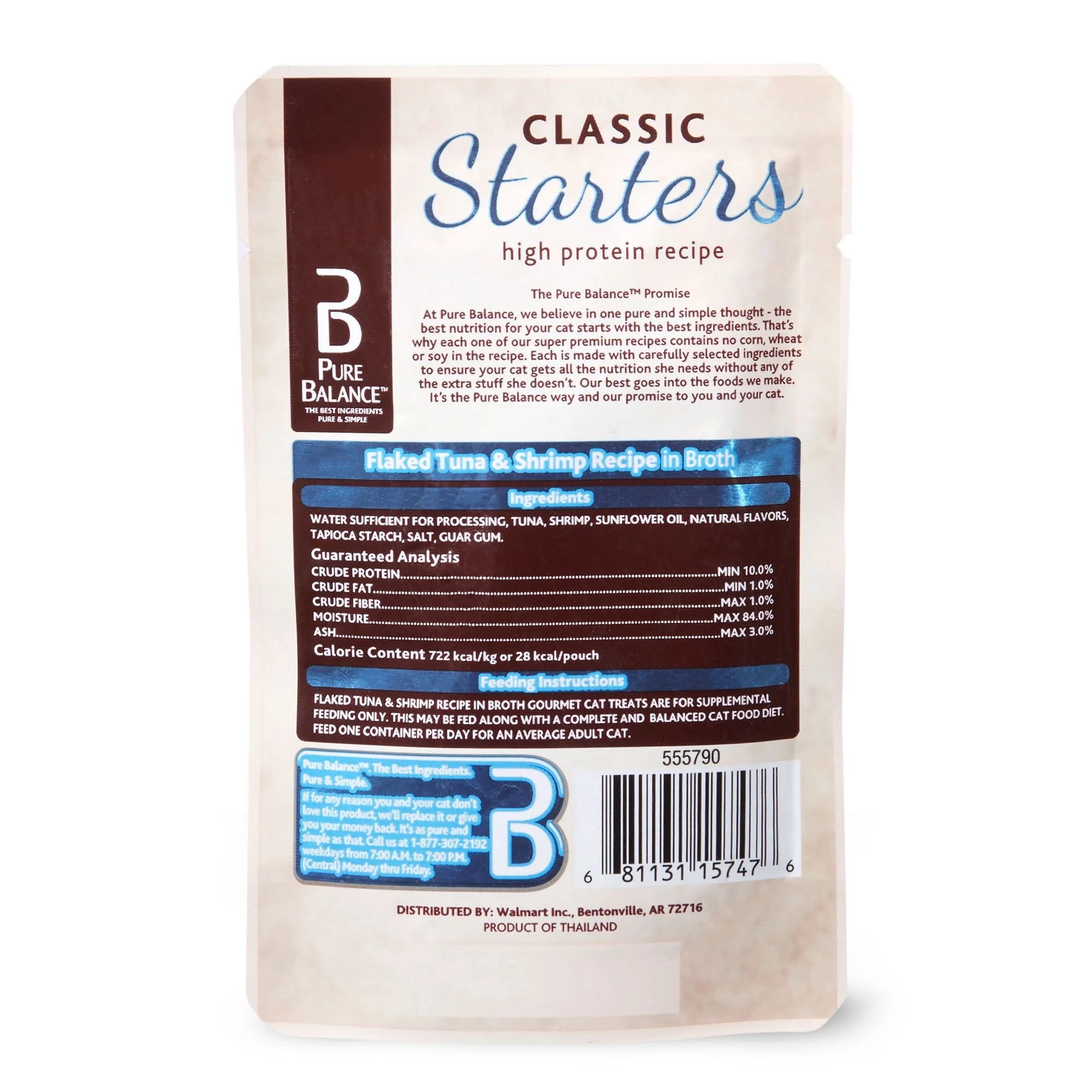 Pure Balance Classic Starters Flaked Tuna & Shrimp Recipe in Broth Gourmet Cat Treats, 1.4 oz