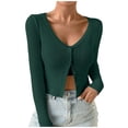 thumbnail image 1 of OJinShaWanO Big Sister Sweater Women's Ribbed Knit Button Down V Neck Lightweight Cropped Cardigan Coat Tops, 1 of 7