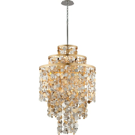 

Pendants 11 Light Bulb Fixture With Gold and Silver Leaf Finish Hand-Crafted Iron and Stainless Steel Candelabra 50 660 Watts