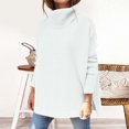 thumbnail image 2 of VISALY High Neck Sweaters Tunic Sweatshirt Sweaters Turtleneck Batwing Sleeve Loose Oversized Sweaters Chunky Knitted Pullover Sweaters Womens Sweaters Pullover Long Sleeve Sweaters Basic Tops White L, 2 of 9