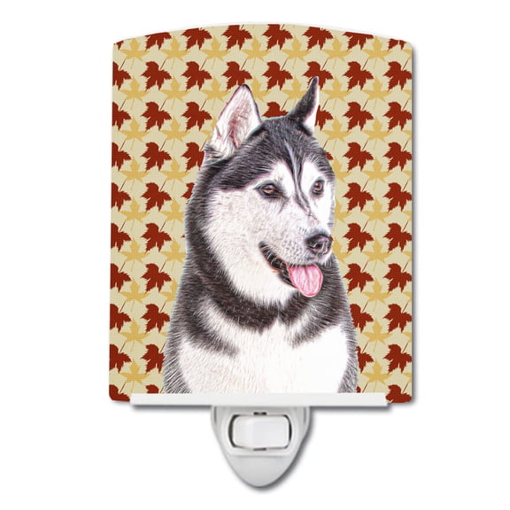Caroline's Treasures KJ1203CNL Fall Leaves Alaskan Malamute Ceramic Night Light, 6x4x3", multicolor