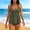 Army Green, variant on Women's Solid Color Tankini Swimsuit Set with Chest Cushion, Hanging Neck, Backless Top, and Swim Pants