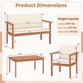 thumbnail image 3 of Costway 4 PCS Acacia Wood Conversation Set with Seat & Back Cushions Loveseat Armchairs, 3 of 10