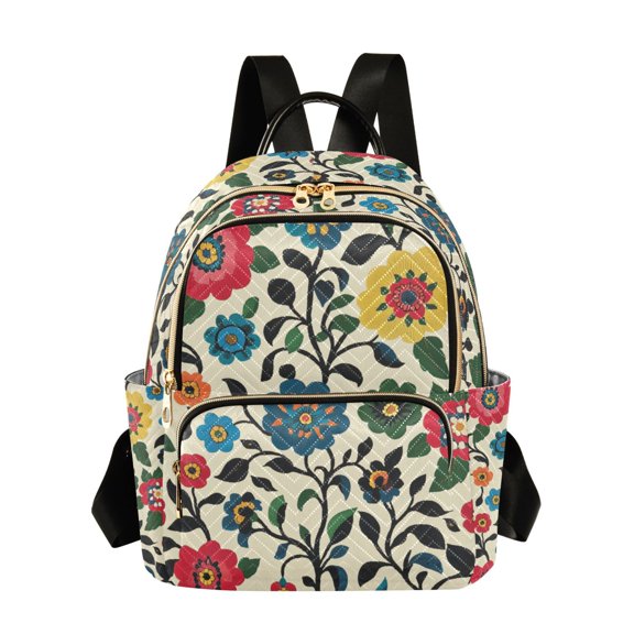 FORMRS Mini Backpack Purse for Women Quilted Travel Daypack Casual Shoulder Bag, Vibrant Floral