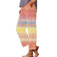 thumbnail image 2 of SAHFX Women's Cropped Summer Pants Gradient Pants With Pockets Summer Capris Pants Tapered Pant Pull-On Pants Ankle Pants Loose Fit Trousers High Waisted Pant Breathable Linen Pant Long Pant, 2 of 7