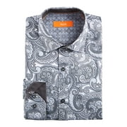TALLIA Mens Gray Paisley Collared Work Dress Shirt Size: L 16/16.5- 34/35