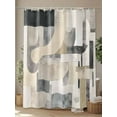 thumbnail image 4 of Fsddascl Grey Beige Abstract Shower Curtain Set - Extra Long 72" x 96" Washable Bathtub Curtain with 12 Hooks, Watercolor Modern Geometric Waterproof Fabric Stall Shower Curtains for Bathroom, 4 of 6