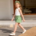 thumbnail image 6 of Glisme Girls Outfit Set Flower Sleeveless Halter Tops With Shorts Outfit Durable Wear Girls Set Size 5-6 Years Green, 6 of 9