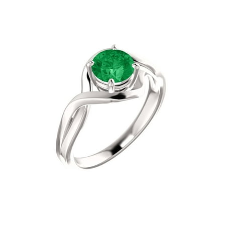 14k White Gold Gem Quality Chatham® Lab-Grown Emerald Solitaire Infinity Gemstone (Best Quality Emerald Gemstones)
