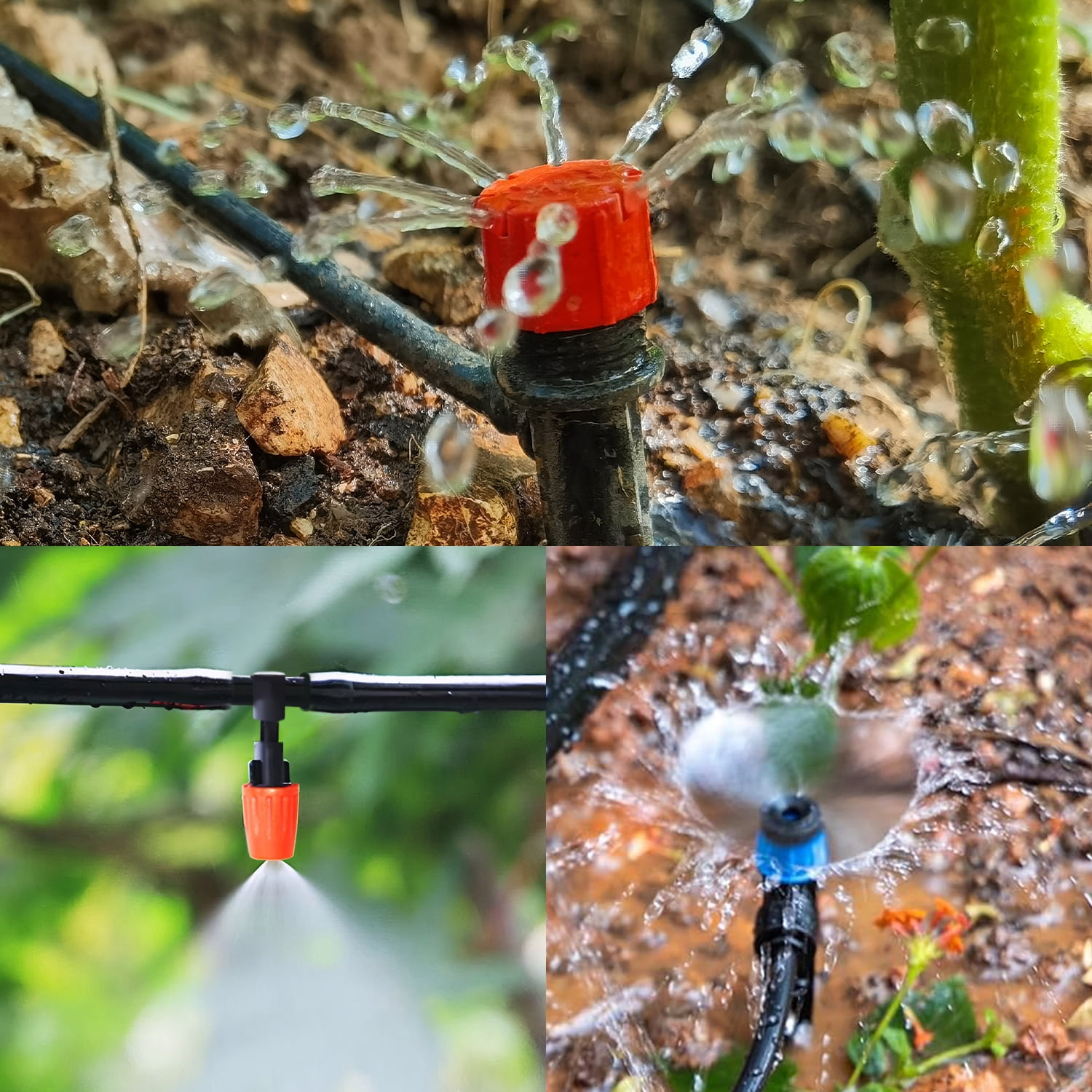 240FT Drip Irrigation System,Automatic Drip Irrigation Kit with 1/2 inch Hose 1/4 inch Distribution Tubing and Accessories,for Lawn Raised Bed Greenhouse Plant Watering System