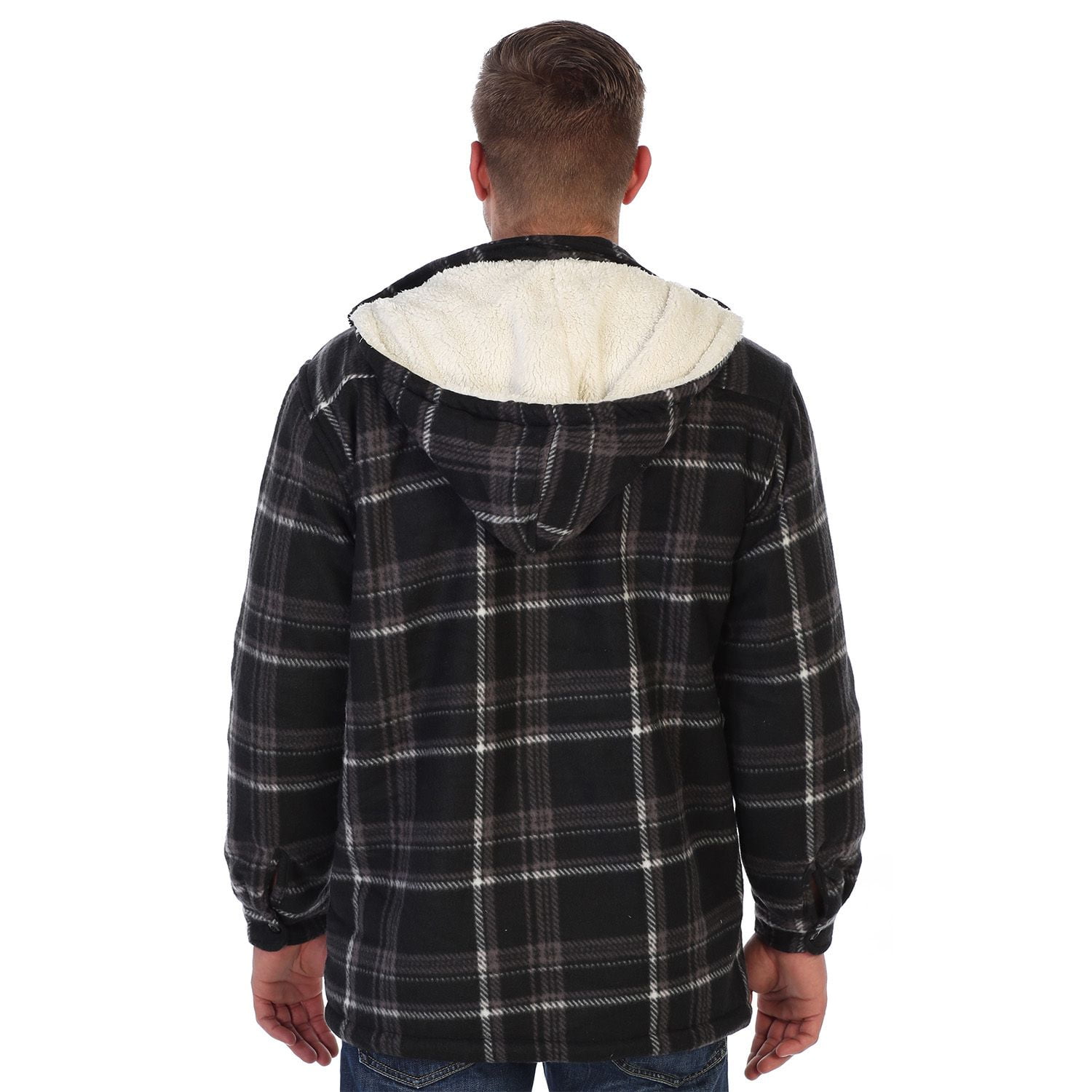 Gioberti Mens Sherpa Lined Flannel Jacket with Removable Hood
