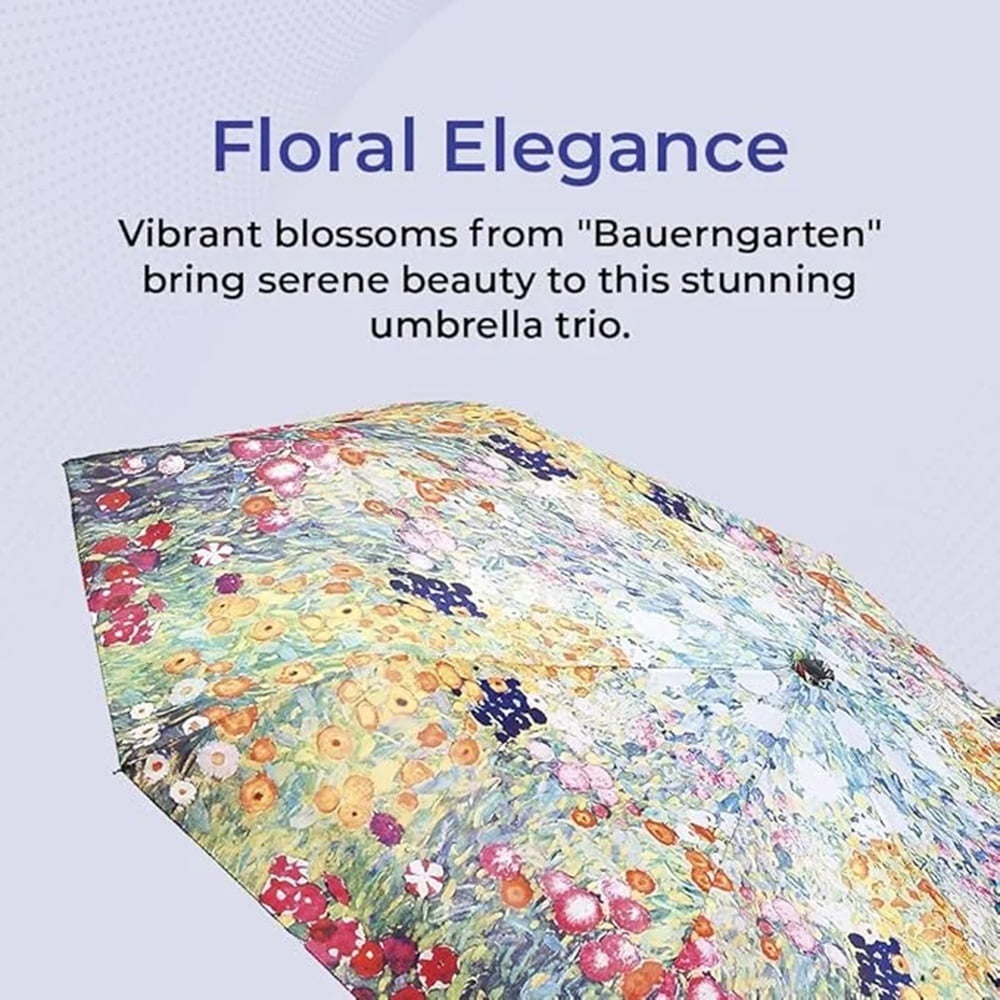 Vibrant Flower Garden Umbrella, 42" Automatic Open and Close Travel Umbrella for Rain, Wind and Sun, Compact, Folding