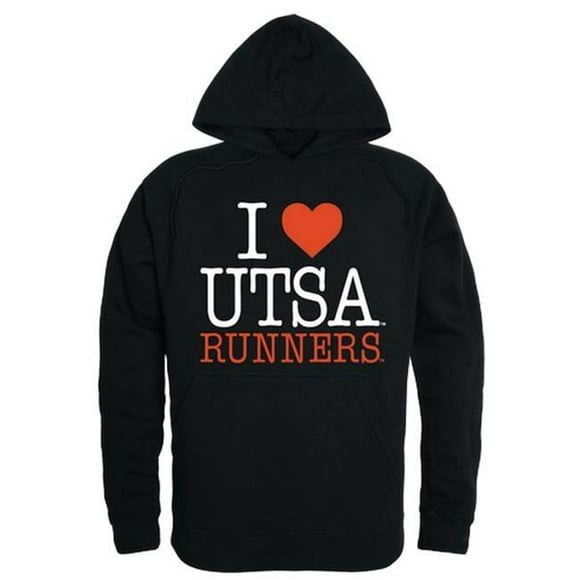 W Republic 553-435-BLK-05 Men Texas San Antonio Roadrunners I Love Hoodie&#44; Black - 2XL