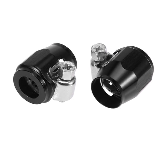 Unique Bargains 2pcs AN4 Hex Black Car Hose Finisher Clamp Adapter Line End Cover Connector