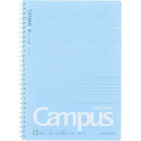 KOKUYO Campus Soft Ring Notebook, Semi-B5, B 6mm Dot Ruled, 34 Lines, 40 Sheets, Blue, Japan Import (SU-S111BT-B)