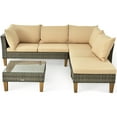 thumbnail image 4 of Gymax 4PCS Rattan Patio Sectional Sofa Set Outdoor Furniture Set w/ Cushion, 4 of 9