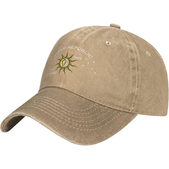 Conch Republic Key West 1828 Baseball Caps Unisex Adjustable Sun Hat Can Be Washed Leisure Dad Hat Natural