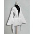 thumbnail image 5 of White Oversized Plunging V-Neck Mini Dress With Bell Sleeves And Twist Front Detail, 5 of 8
