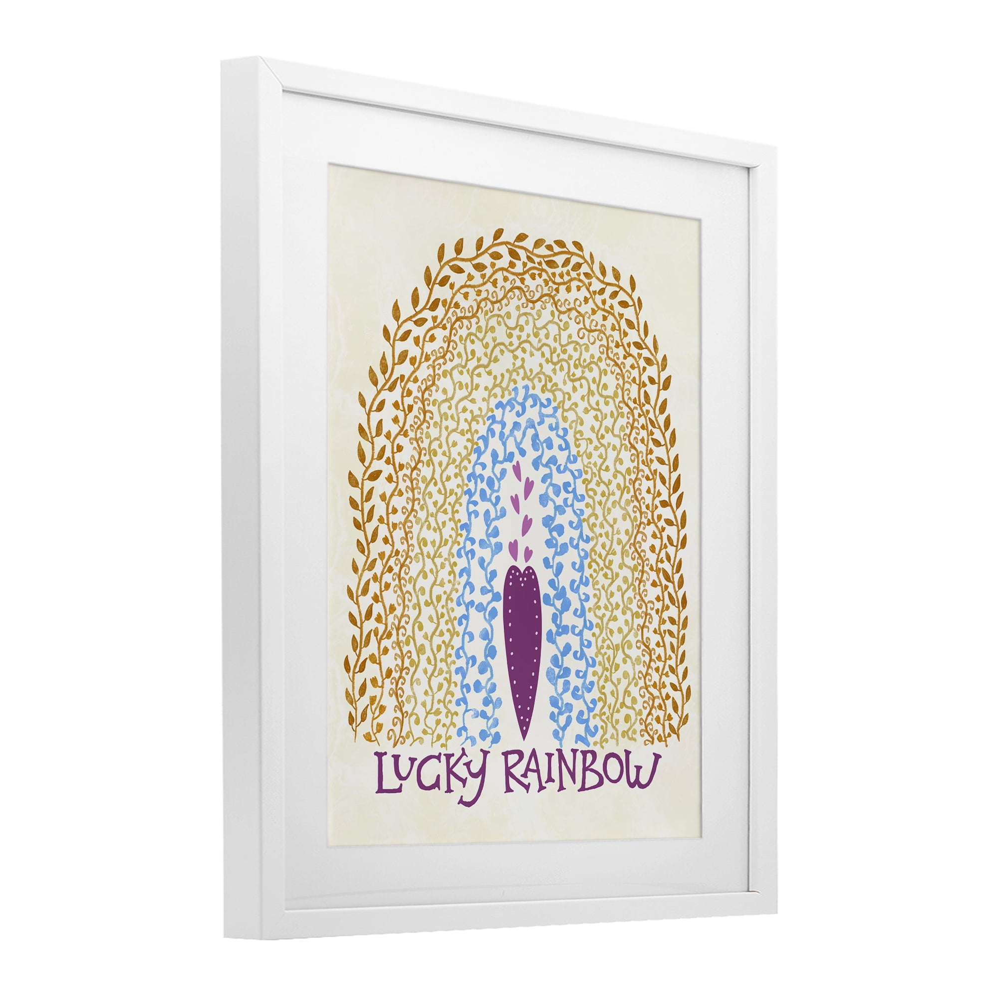 Stupell Industries Boho Lucky Rainbow White Framed Print Under Glass, design by Connie Summers