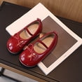 thumbnail image 2 of Fesfesfes Classic British Leather School Shoes for Girls Princess Dress Shoes with Soft Sole Round Toe Low Heel Flats(Red,5.5-6Years), 2 of 4