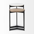 thumbnail image 2 of Set of 2 Medium Brown Wood Round Top Side Tables with Marble Nesting, 2 of 3