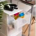 thumbnail image 3 of IRIS USA 17 Qt. Medium Plastic Stacking Drawer, Stackable Storage Organizer Unit with Sliding Drawer for Bedroom Kitchen Under Sink Pantry Craft Room Dorm Office, White, 4-Pack, 3 of 5
