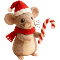 RuiJiao Handmade Wool Felt Christmas Mouse Ornament, Cute Needle Felted Santa Mice Figurine for Holiday Decor, Kids Gift and Festive Home Decoration (Animal Crafts)