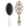 thumbnail image 2 of Aesthetic Hair Brush with Tribal Retro Style, Rustic Folk Paddle Comb with Artistic Floral Pattern for Gifts, 2 of 7