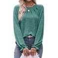 thumbnail image 3 of Camisas de Larga para Mujer, Moda Otoño 2025, Blusas Elegantes e Informales, Blusas Tipo Túnica Plisadas con Cuello Redondo. Verde S, 3 of 10