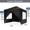 thumbnail image 6 of HOTEEL 10x10ft Popup Canopy Waterproof Canopy with 4 Sidewalls Outdoor Commercial Instant Shelter Beach Camping Canopy Tent for Party, Black, 6 of 10