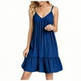 thumbnail image 3 of Avtoify Summer V-Neck Strap Solid Color Dresses for Women, 3 of 10