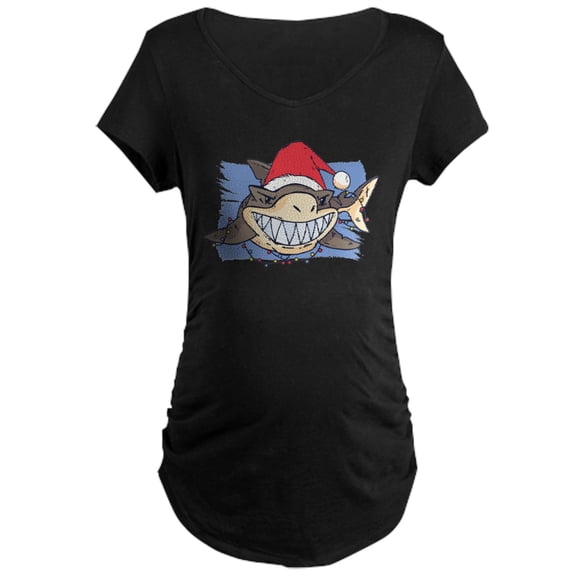 CafePress - Christmas Shark Maternity T Shirt - Maternity Dark T-Shirt
