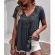 thumbnail image 2 of Mujer Cuello En V Top Costuras De Encaje Manga Corta Tipo Suelto Camiseta Casual Para Ropa De Verano Gris XL, 2 of 6