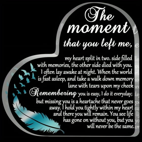 Heart-Shaped Acrylic Memorial Paperweight Bereavement Sympathy Gift Condolence Decoration for Loss of Loved One Indoor/Outdoor Collectible Figurine Women Men Father's Day Gifts Thank You Home Gifts
