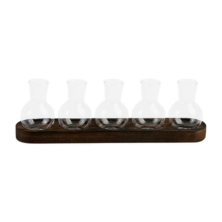 AUDeals Plant Propagation Station Kit with Wooden Stand, Glass Bulb Vases for Plant Cuttings, Home Decor Terrarium & Unique Gift for Plant Lovers