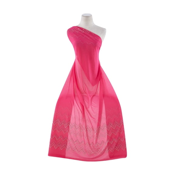 Zelouf Zigzag Dbl Border Glitter On Matte Jersey Chiffon , Sewing, DIY, Crafts Fabric by the Yard, Cherry Tart, 3 Yard