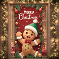 thumbnail image 2 of Decorative Design Christmas Banner Colorful Theme Holiday Decoration Gingerbread Design Merry Christmas Banner for Holiday Celebration Indoor Decoration Party Decoration, 2 of 9