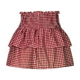thumbnail image 4 of Akafmk Summer Womens Casual Skirts,Womens Flowy Tiered Ruffled Floral Skirt,Plaid Color High Waisted Ruffle Skirts Loose Fitting Vacation Beach Mini Skirts, 4 of 4
