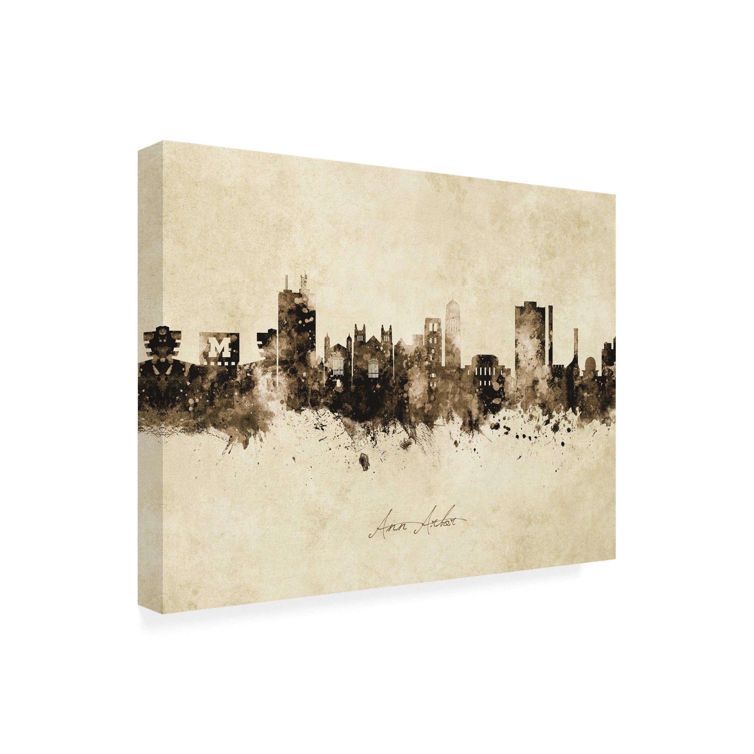 Michael Tompsett 'Ann Arbor Michigan Skyline Vintage' Canvas Art